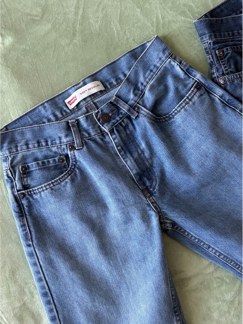 Lot of 2 Levi's 505 Regular Fit Jeans Light Medium Wash Boys 16 Reg 28x28